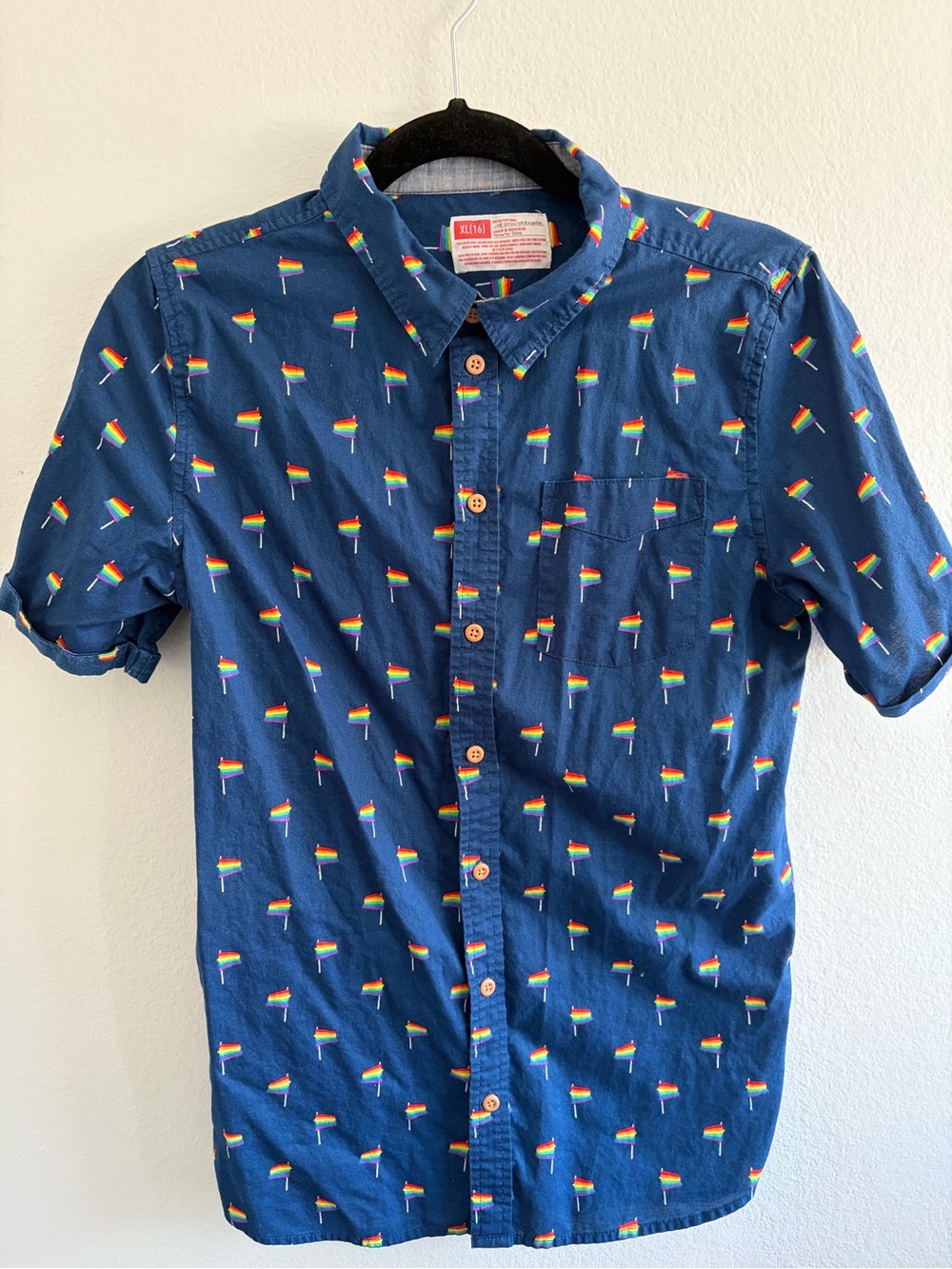 Target LGBT 🏳️‍🌈 Button Down Short Sleeve Kids XL (16) Fits Women’s XS/S EUC